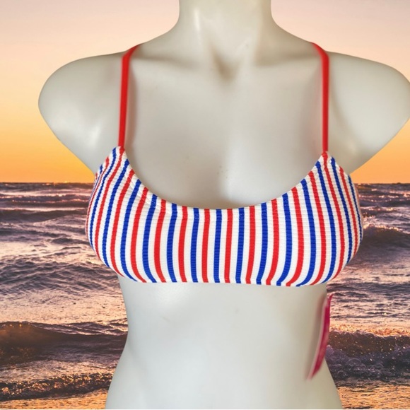 Striped red white and blue bikini top - Picture 1 of 2